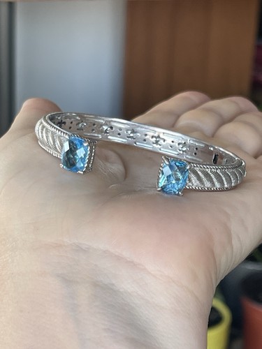 JUDITH RIPKA 925 SILVER BLUE TOPAZ BRACELET Medium - Picture 5 of 8