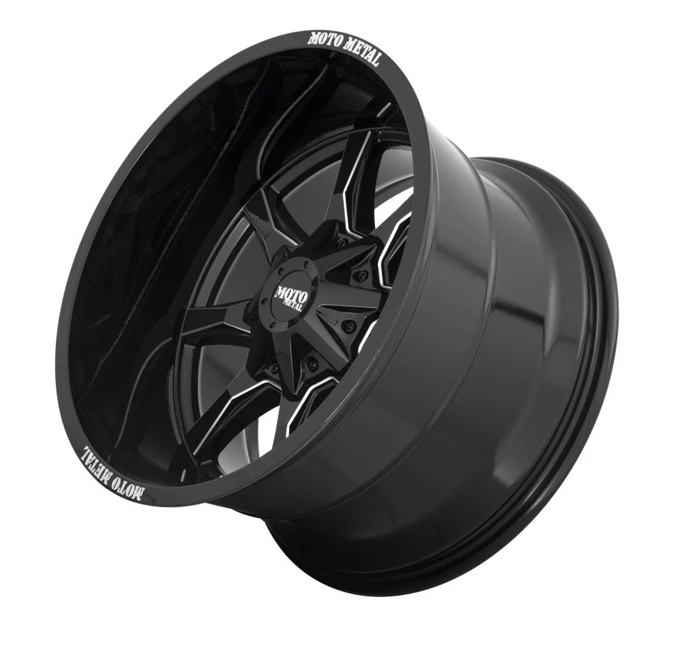 Juego 4 Moto Metal MO970 20x10 5x5 5x5.5 Negro Brillante Con Ruedas Fresadas 20" -24mm Foto 4 de 4
