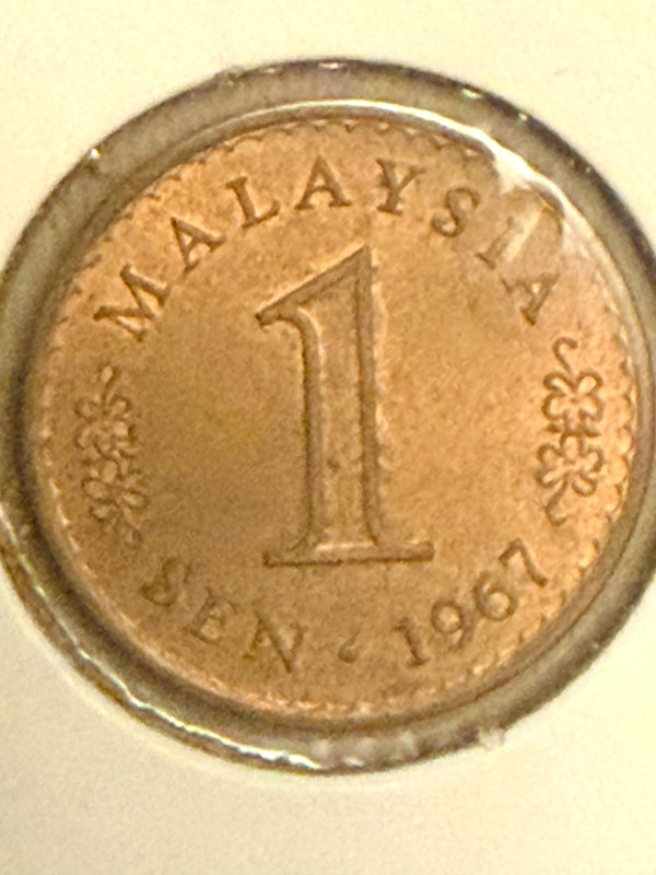 Malaysia - 1967 1 Sen Coin - Bronze - Nice Toning 1st Year of Issue - Free Ship!