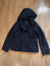GAP Kids Black Quilted Jacket with hoodie lined girls size XXL 14-16