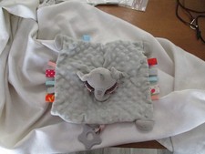 BB SKY Baby Security Blanket Grey ELEPHANT Lovey Plush Rattle Teether Toy 12"