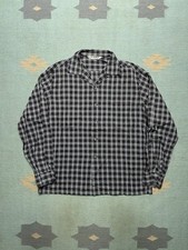 Vintage 1950s long sleeve button shirt loop collar rayon plaid Mcgregor medium