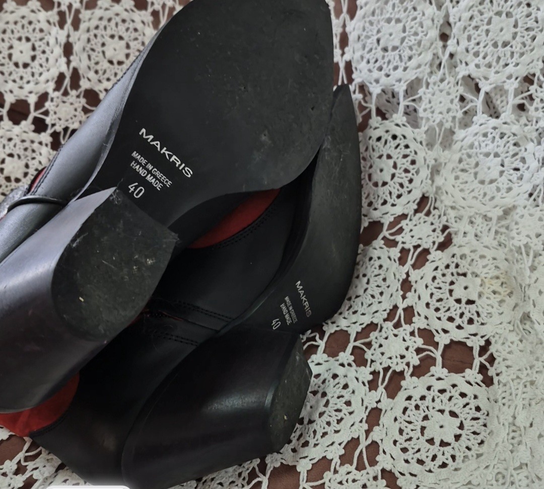 Markis Black Red Flames Suede Python Print Leathe… - image 2