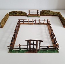 Vintage Twig Fence Gate Bridge Hedge Wood German Erzgebirge Putz Stick Fencing