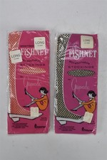 Vintage LOT of 2 GAYMODE FISH NET STOCKINGS LONG 100 COTTON RED BLACK NIP 07970