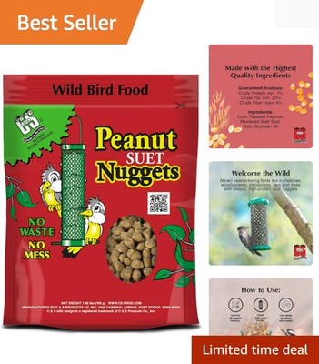 Peanut Suet Nuggets, Outdoor Wild Bird Food for Nuthatches, Woodpeckers and C...