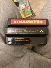 LOT-3 TI-99/4A Computer Cartridges TI Invaders, Math VI,mind Challengers