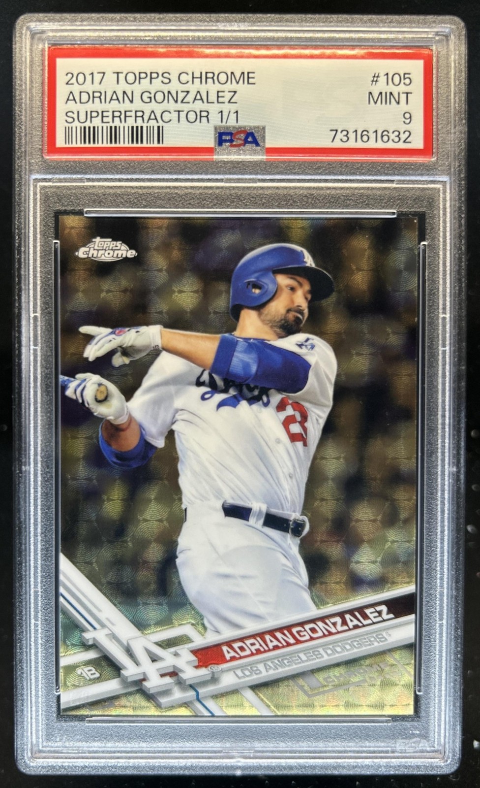2017 Topps Chrome Adrian Gonzalez SuperFractor #1/1 Dodgers PSA 9 view 1