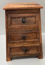 Vintage Rustic Asian Trapezoidal 3 Drawer w/ adj. stops Wood Chest 12 x 10 x 16