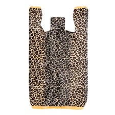 Medium Leopard Print Plastic T-Shirt Bags - 11 ½” x 6" x 21" (Case of 500)