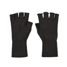 GI Wool Fingerless Gloves, Half Finger Outdoor Tactical Glove Insert - Black