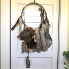 Fur & Feather Dream Catcher Mandella Wall Hanging Large 30" Native American