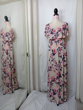 Hello MIZ Women's off-the-shoulder floral maxi dress Elastic Waistband Size L