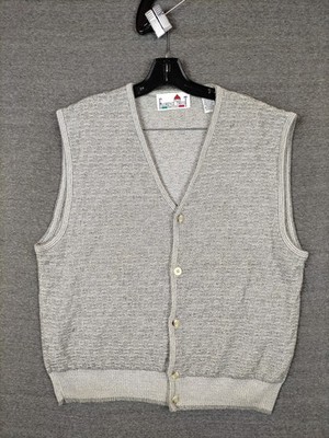 Florence Tricot Mens Sweater Large Gray Cardigan Vest Grandpa Dad Italian