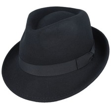 Trilby Hat 100% Wool Felt Crushable Fedora Jazz Style Waterproof Premium UK
