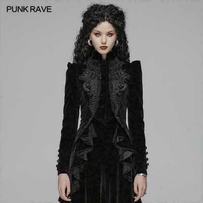 Punk Rave Gothic Victoria Elegant Short Coat Black Slim Velvet Women s Jacket
