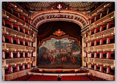 Postcard Teatro San Carlo Theatre Interior Stage Naples Italy Napoli Opera House