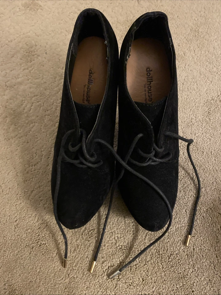 BOTINES PLATAFORMA GAMUZA NEGRA CASA DE MUÑECAS TALLA 6.5 Foto 2 de 4