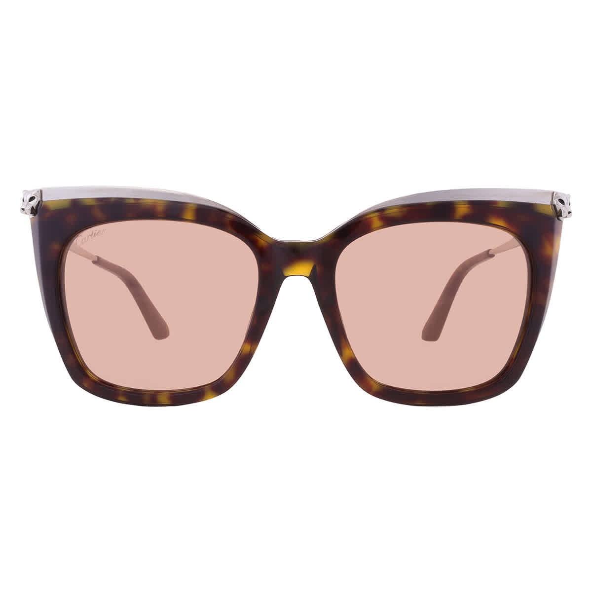 Cartier CT0213S 002 Havana Gradient Sunglasses Cartier Round Sunglasses Gold Havana Metal Green Polarized  main image 3