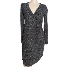 Gap Faux Wrap Dress Small Knit Long Sleeve Stretch Preppy Classic Office Career