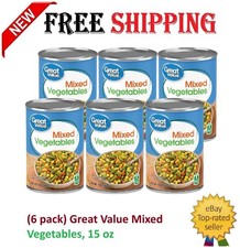  6 Cans Great Value Canned Mixed Vegetables, 15 oz