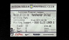 Aston Villa v Manchester United 2010-2011 Premier League Ticket 13/11/2010