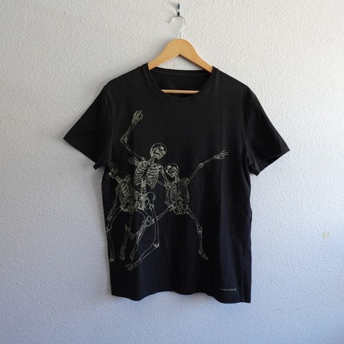 Alexander McQueen Dancing Skeletons Graphic Black Cotton Men's T-Shirt FW 2018