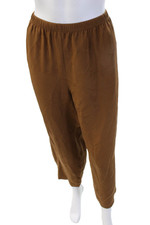 Neiman Marcus Womens Cropped 100% Silk Pants Brown Designer Size L