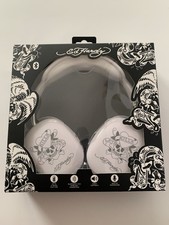 NIB Ed Hardy Wireless Headphones White Black Love Kills Slowly Tattoo Bluetooth