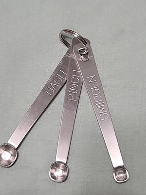 Set Of 3 Measuring Spoons; They Read DASH, PINCH, and SMIDGEN; 4 Inches Long 