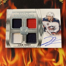 2020-21 THE CUP LIAM FOUDY /15 AUTO QUAD JERSEY 3 COLORS ROOKIE FOUNDATIONS