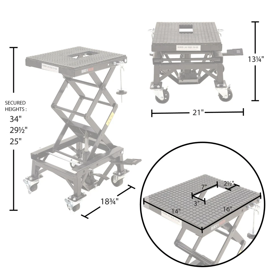 Black Widow Hydraulic Motorcycle Scissor Lift with Casters - Image 3 of 4