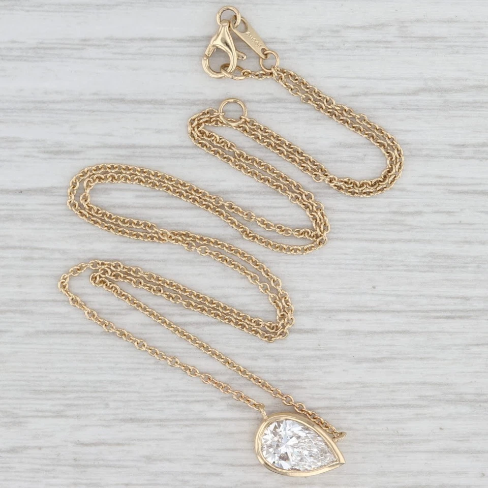 New 1.51ct Pear Lab Grown Diamond Pendant Necklace 14k Gold 16" 18" E VS1 IGI - Image 3 of 4