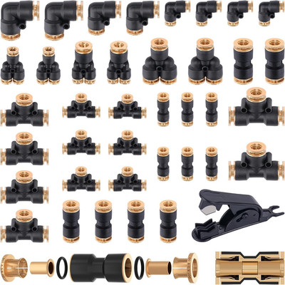 39 PCS DOT Air Line Quick Connect Fittings 1/4'' 3/8'' 1/2'' Push to Connect Fittin