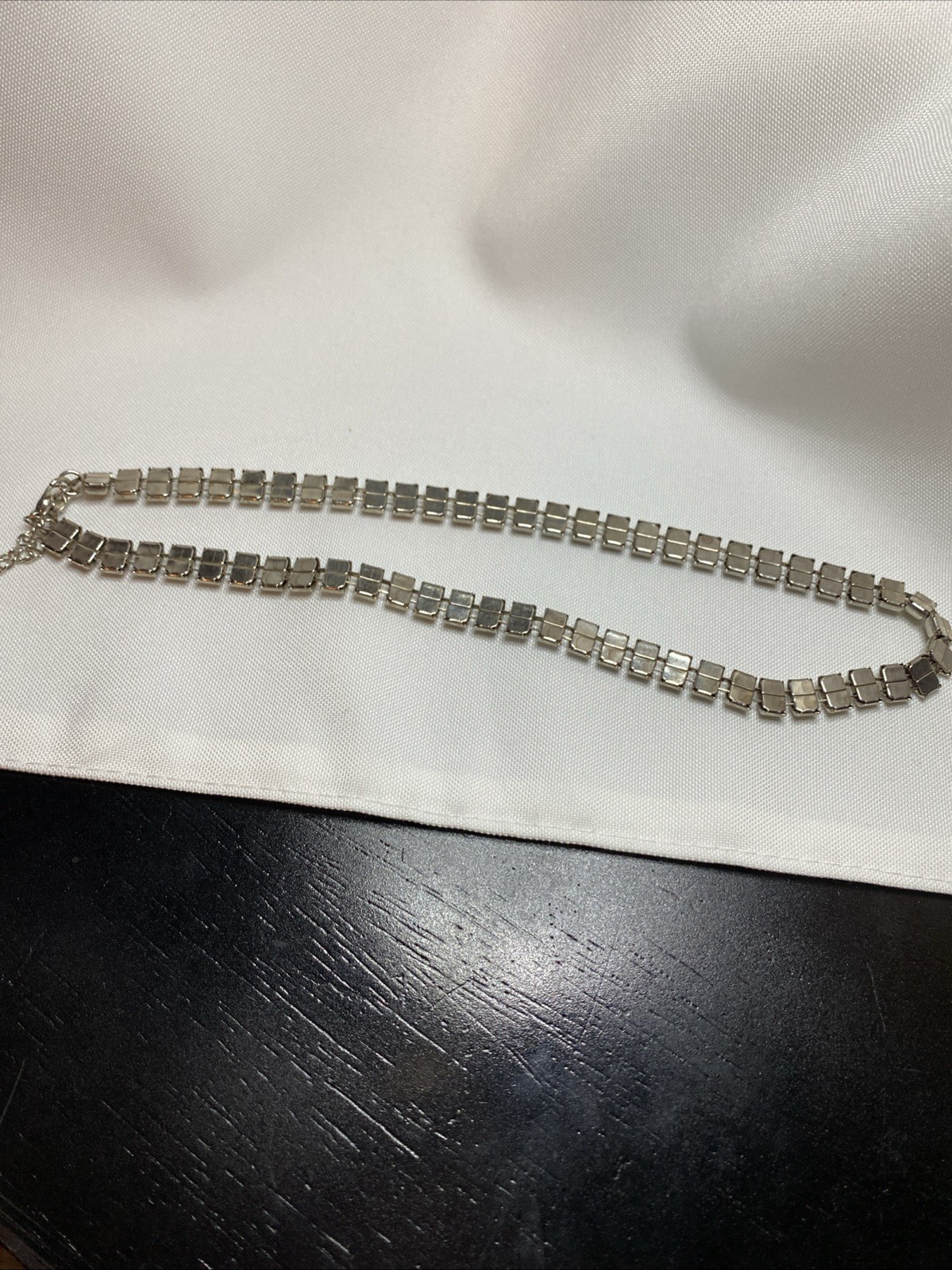 Statement Choker Reversible Block Link Silver Ton… - image 6