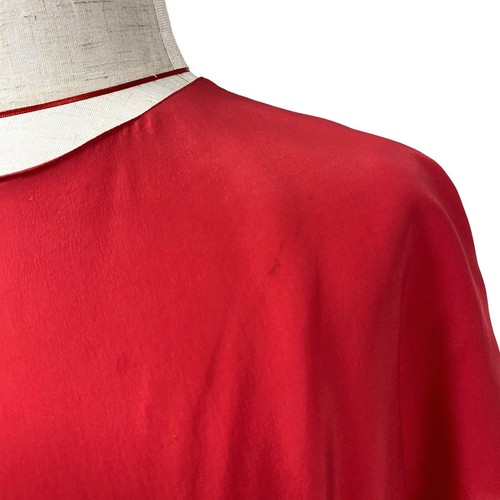 Vintage Robinsons Womens Size 8 Silk Red Pleated Button Back Blouse - Picture 6 of 7