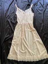 Vintage 1980s Soft Pink Striped Lace Half Slip Coquette Cottage Retro Large
