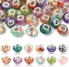 Flower Pattern Resin Beads 60 pcs for Custom Jewelry Making