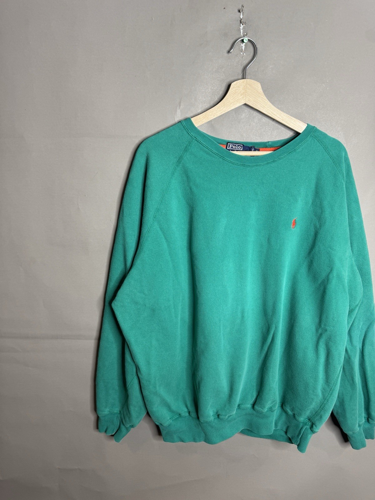 Polo Ralph Lauren verde con pony rosso essenziale felpa manica lunga taglia XL