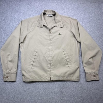 Vintage Izod Lacoste Jacket Mens Medium Tall Beige Casual Windbreaker 80s