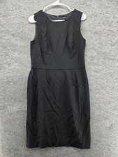 Ann Taylor Dress Womens 6 Black Knee Length Sheath Sleeveless Round Neck