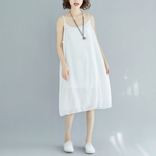 Summer Womens Chiffon Sleeveless Camisole Dress A-Line Long Dress Slip Dress