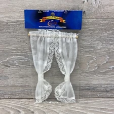 Dollhouse Window Curtains 1:12 White Tieback Lace Miniatures Classics