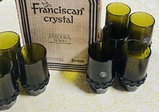 8 Vintage Franciscan Tiffin Madeira Olive Green ICED TEA Glasses Stemless 5 3/4