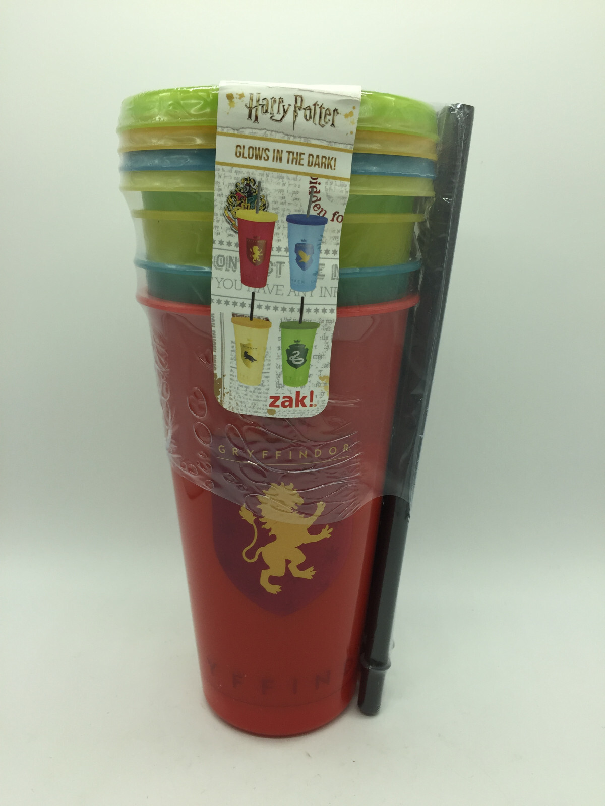 Zak! Harry Potter 4 Pack Glow In Dark Tumblers 24oz with Straws New!!