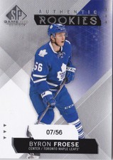 2015-16 SP Game Used Byron Froese /56 Rookie True RC Toronto Maple Leafs