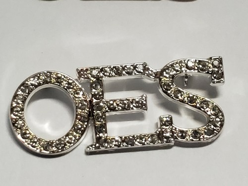 OES - Clear Crystals Large Lapel Pin/Broach - SILVER TONE Eastern Star - Picture 3 of 4