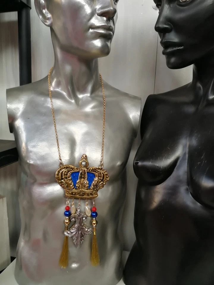 schmuck anhänger amulett halskette anhänger königskrone königskönigin perlen luxus - Bild 2 von 4