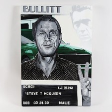 Steve McQueen Movie Bullitt Steve Kaufman Signed Canvas Art