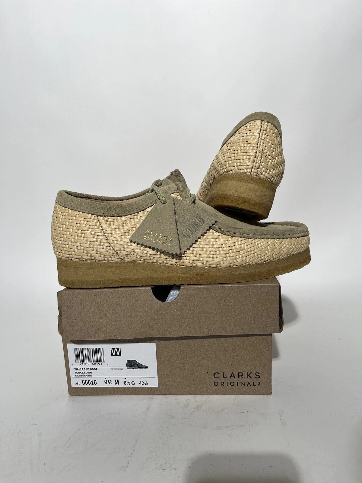 NUOVE scarpe Clarks Originals Wallabee da uomo Natural Wallabee verde oliva 9 5